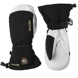 Hestra Army Leather GoreTex Mitten in Black and Natural Grey